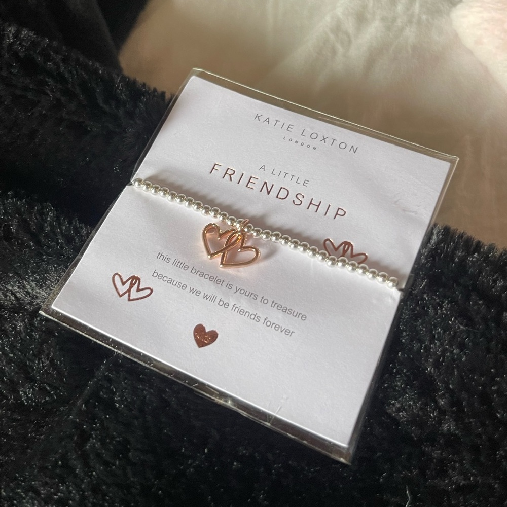 Katie Loxton Nordstrom Friendship Double Heart Rose Gold Silver Bracelet